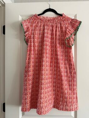 XS THML Orange Pink Sienne Shift Dress with Ruffle Sleeve